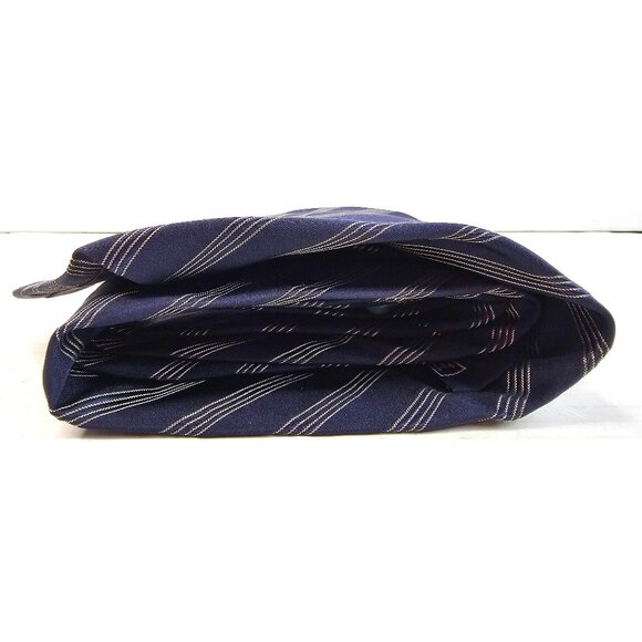 Polo By Ralph Lauren Navy Blue Striped Repp Silk Tie Made For Neiman Marcus USA - Picture 5 of 7